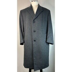 JOS A BANK Mens Overcoat 40S 100% Cashmere Topcoat Coat Gray Single Breasted